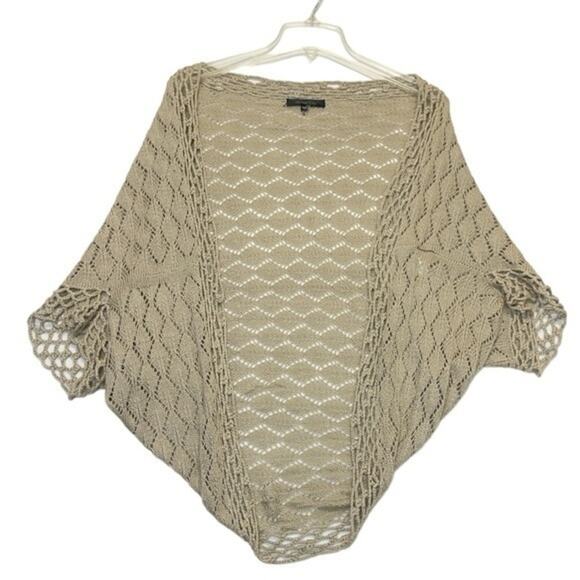 Women's Tan Open-Knit Cardigan - Picture 1 of 10